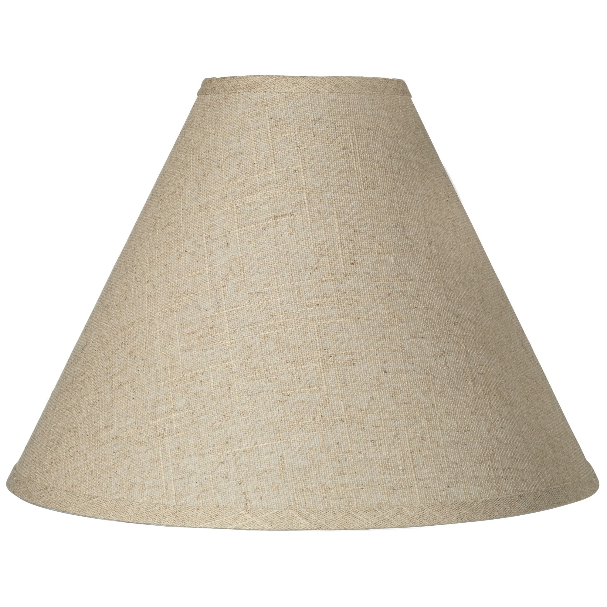 Large Beige Burlap Empire Lamp Shade with Polished Brass Fitting