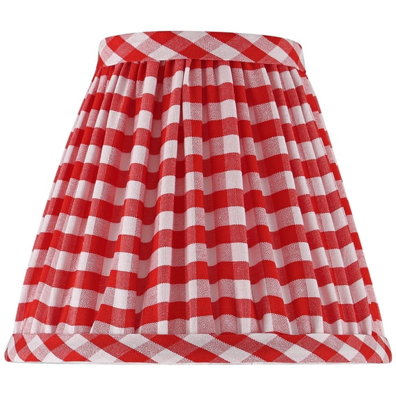 Springcrest Gingham Red Plaid Pleated Cotton Clip-On Empire Shade (3x6x5)