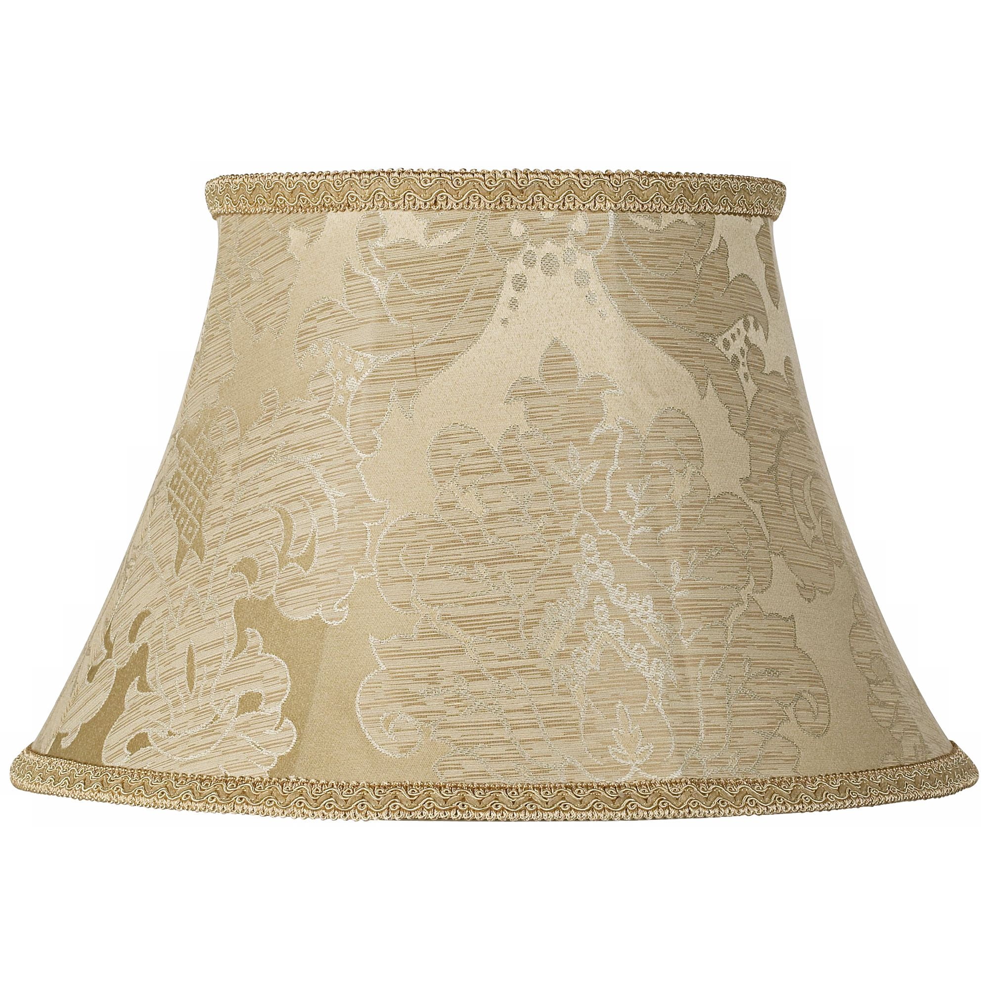 Ivory Brocade Fabric Large Lamp Shade with Brass Fitter