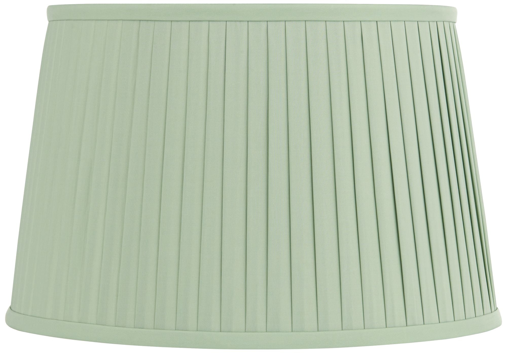 Springcrest Mapo 14" Top x 17" Bottom x 11" High x 11" Slant Lamp Shade Replacement Celadon Green Drum Pleated Washer Harp Finial