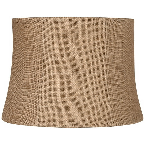 Springcrest Natural Burlap Medium Drum Lamp Shade 12" Top x 14" Bottom x 10" High (Spider) Replacement with Harp and Finial