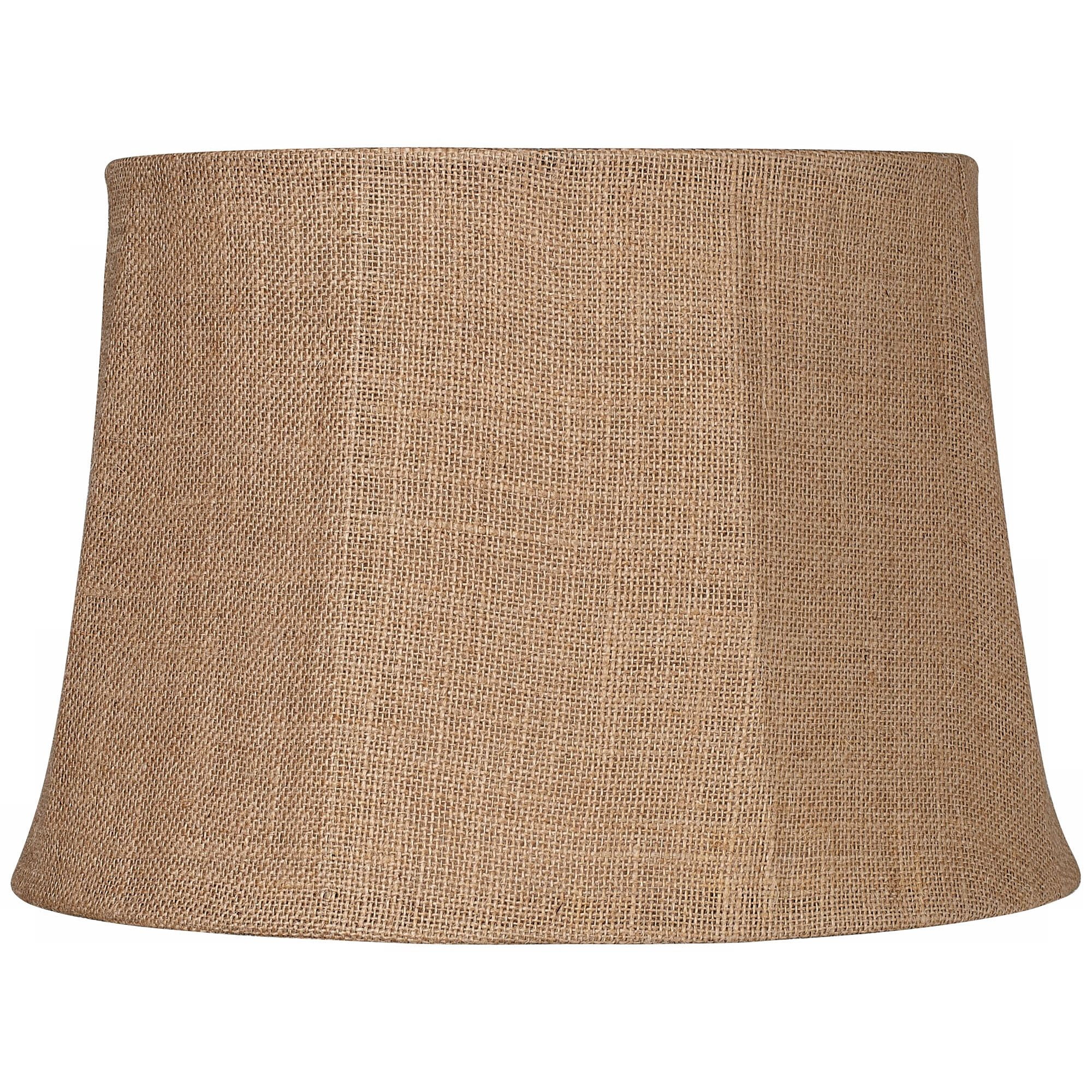 Springcrest Natural Burlap Medium Drum Lamp Shade 13" Top x 16" Bottom x 11" Slant x 10.75" High (Spider) Replacement with Harp and Finial