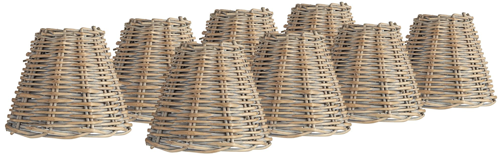 Springcrest 3" Top x 6" Bottom x 5" High x 5" Slant Chandelier Lamp Shade Replacement Set of 8 Natural Wicker Clip On Candelabra
