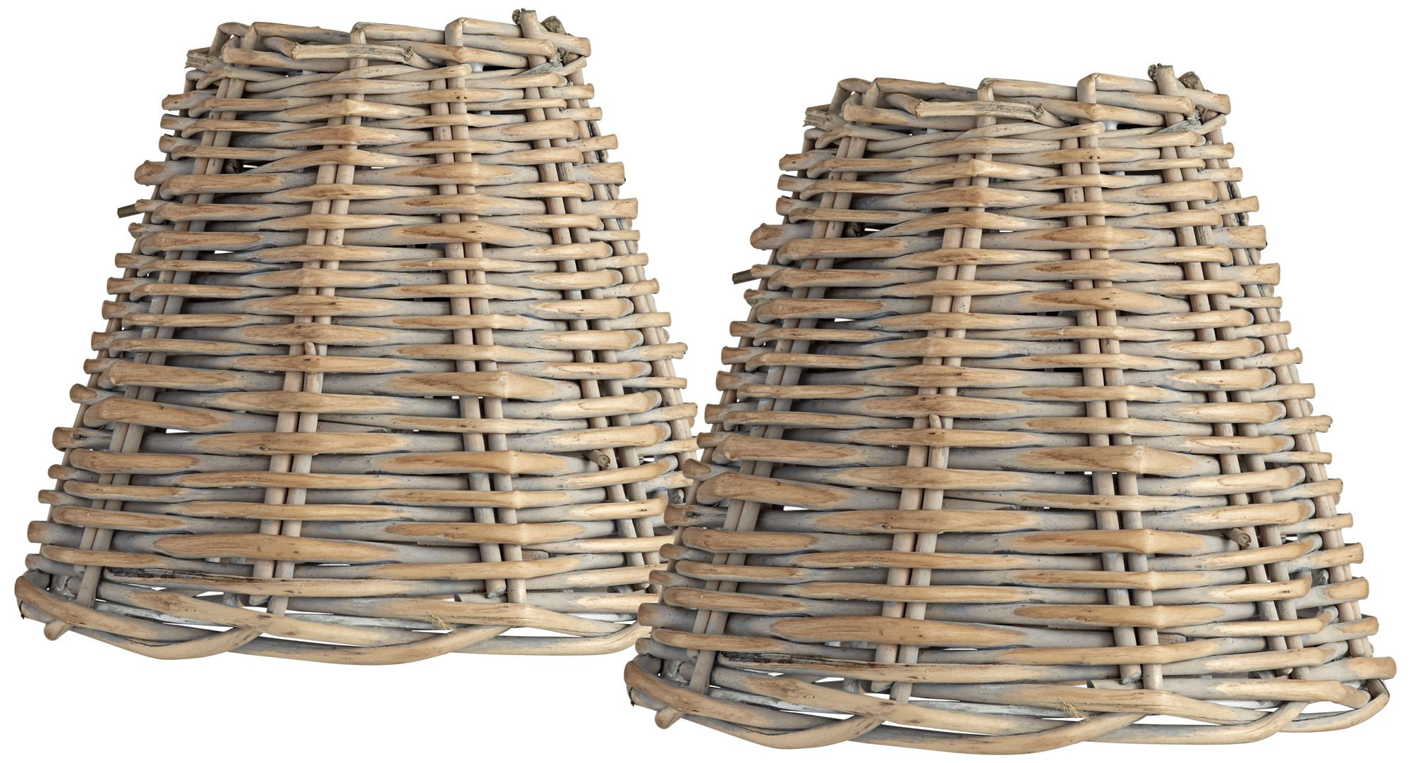 Springcrest 3" Top x 6" Bottom x 5" High x 5" Slant Lamp Shade Replacement Set of 2 Small Natural Wicker Weave Clip On Candelabra