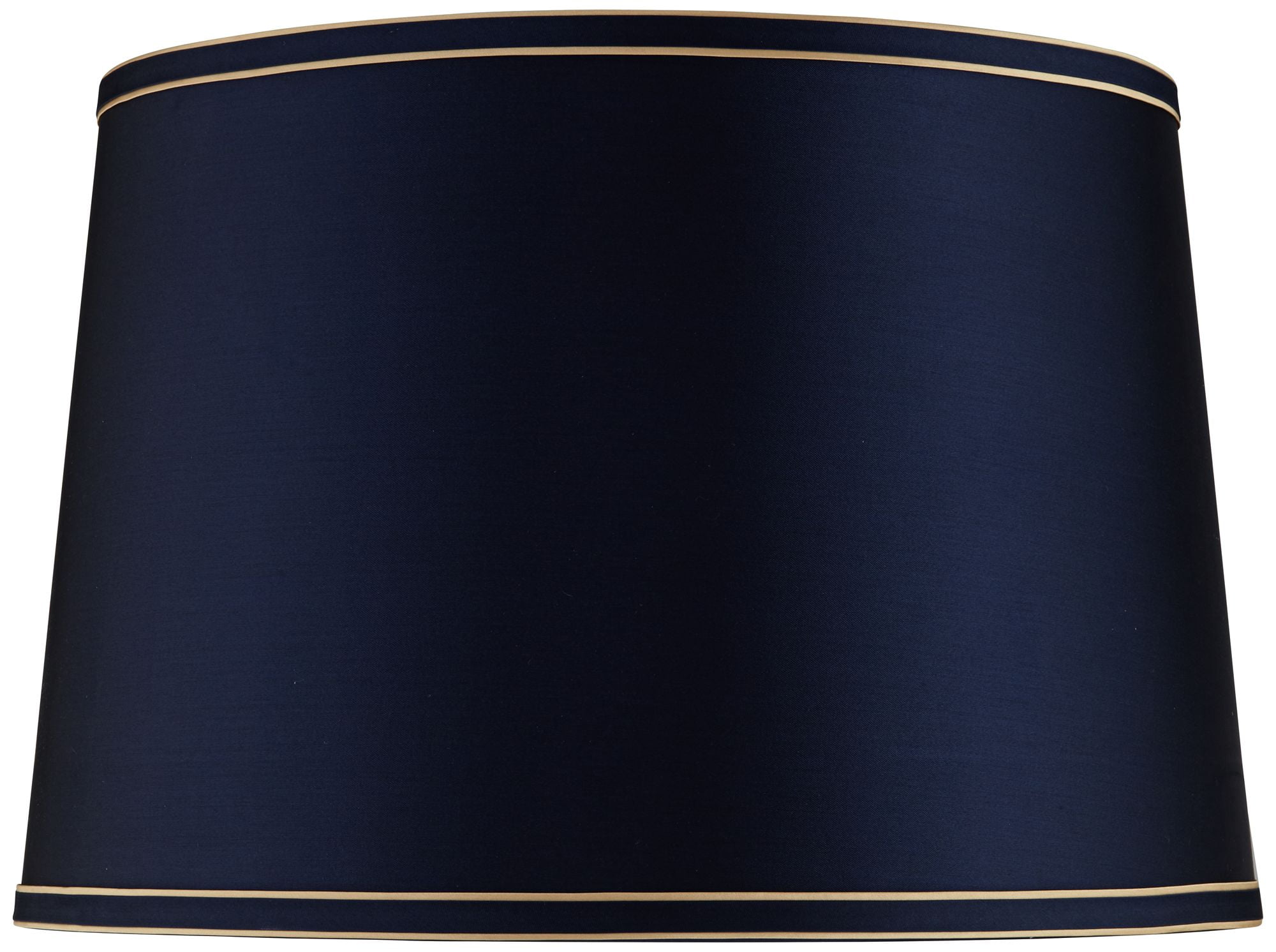 Springcrest Navy Blue Medium Drum Lamp Shade with Navy and Gold Trim 14" Top x 16" Bottom x 11" High (Spider) Replacement with Harp and Finial