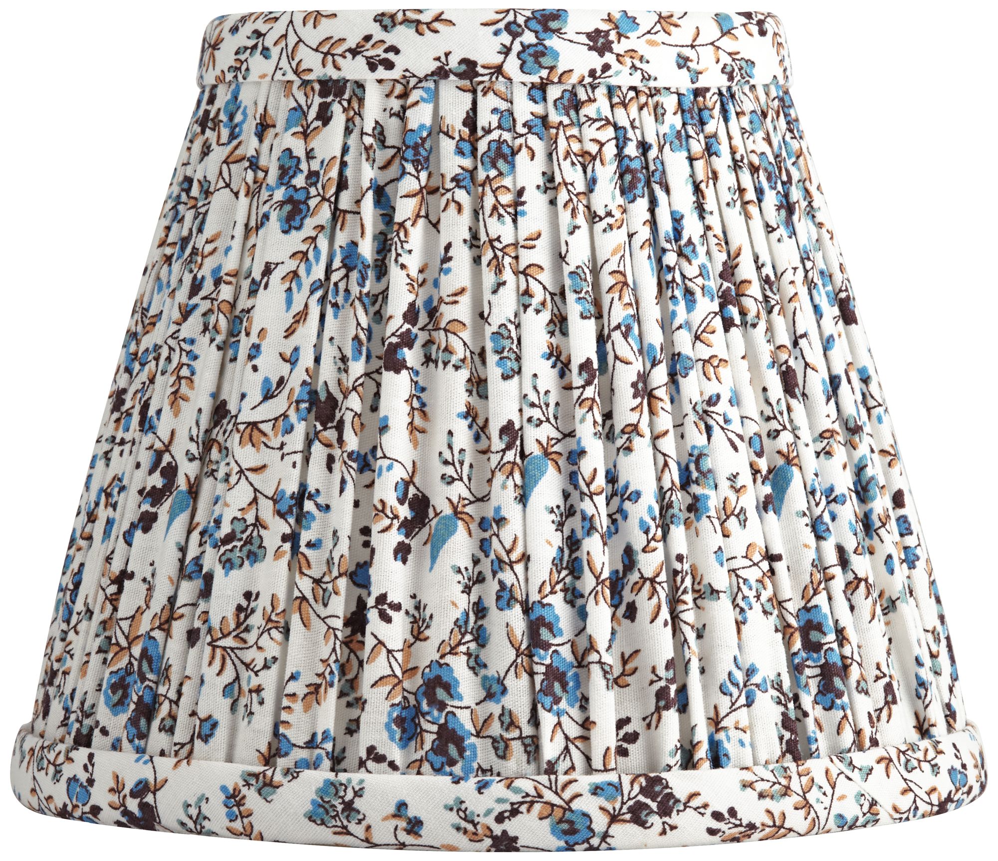 Springcrest Shade Springcrest Nelle Cream and Blue Floral Pleated Shade 3.5x6x5 (Clip-On ...