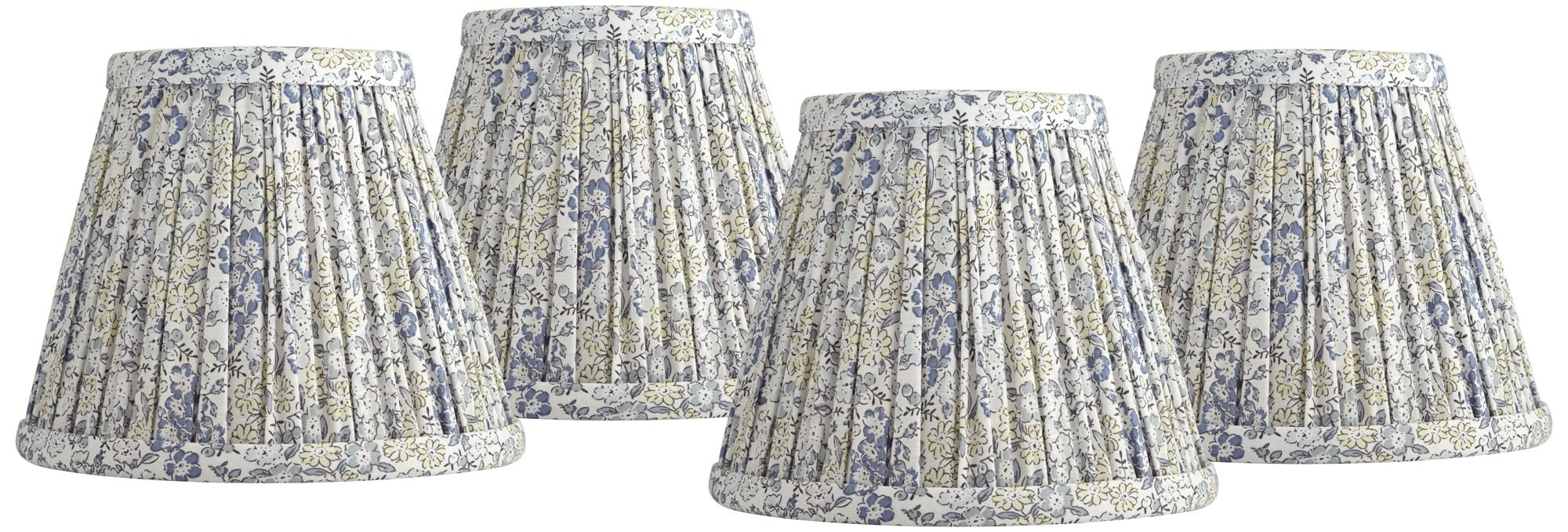 Springcrest Nelle 3 1/2" Top x 6" Bottom x 5" High x 5" Slant Print Lamp Shade Replacement Set of 4 Blue Violet Pleated Clip On Candelabra