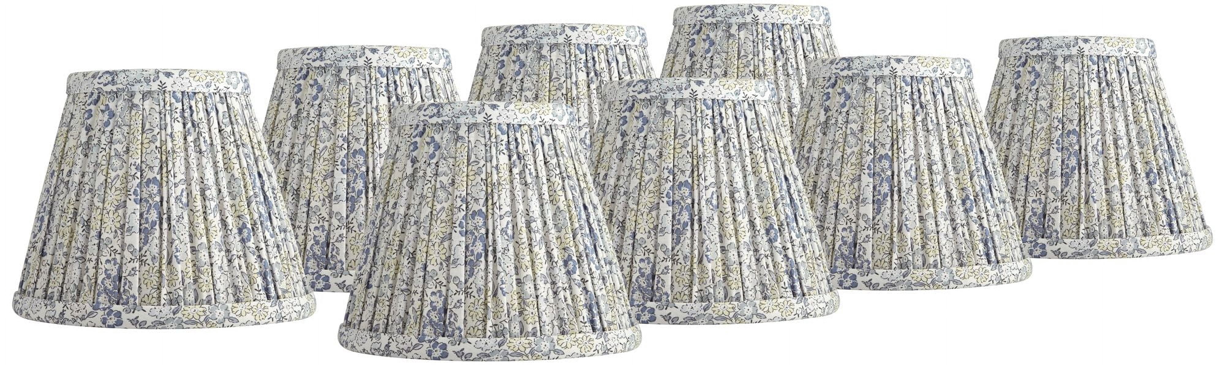 Springcrest Nelle 3 1/2" Top x 6" Bottom x 5" High x 5" Slant Print Lamp Shade Replacement Set of 8 Blue Violet Pleated Clip On Candelabra