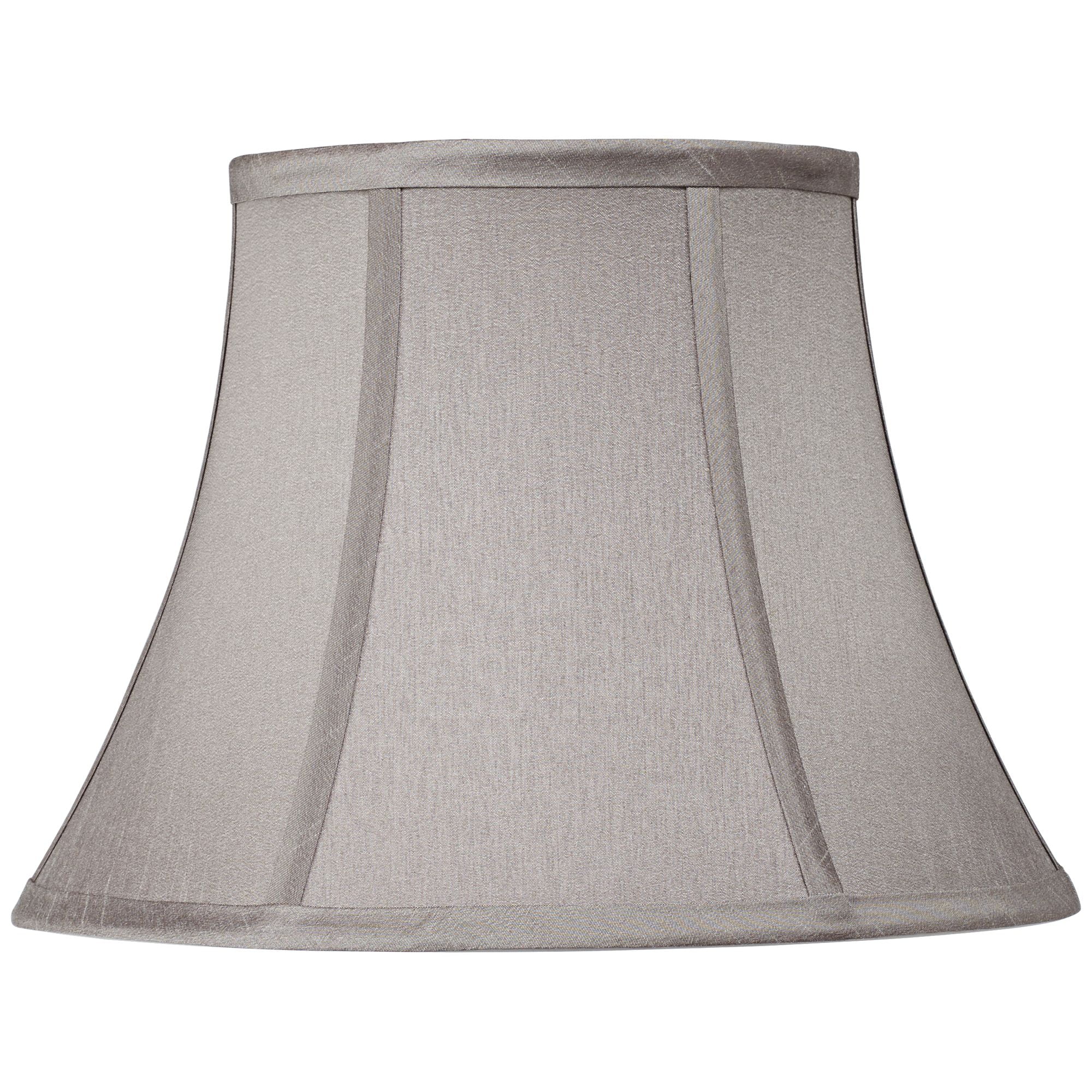Springcrest Pewter Gray Small Bell Lamp Shade 7" Top x 12" Bottom x 9" Slant x 8.5" High (Spider) Replacement with Harp and Finial
