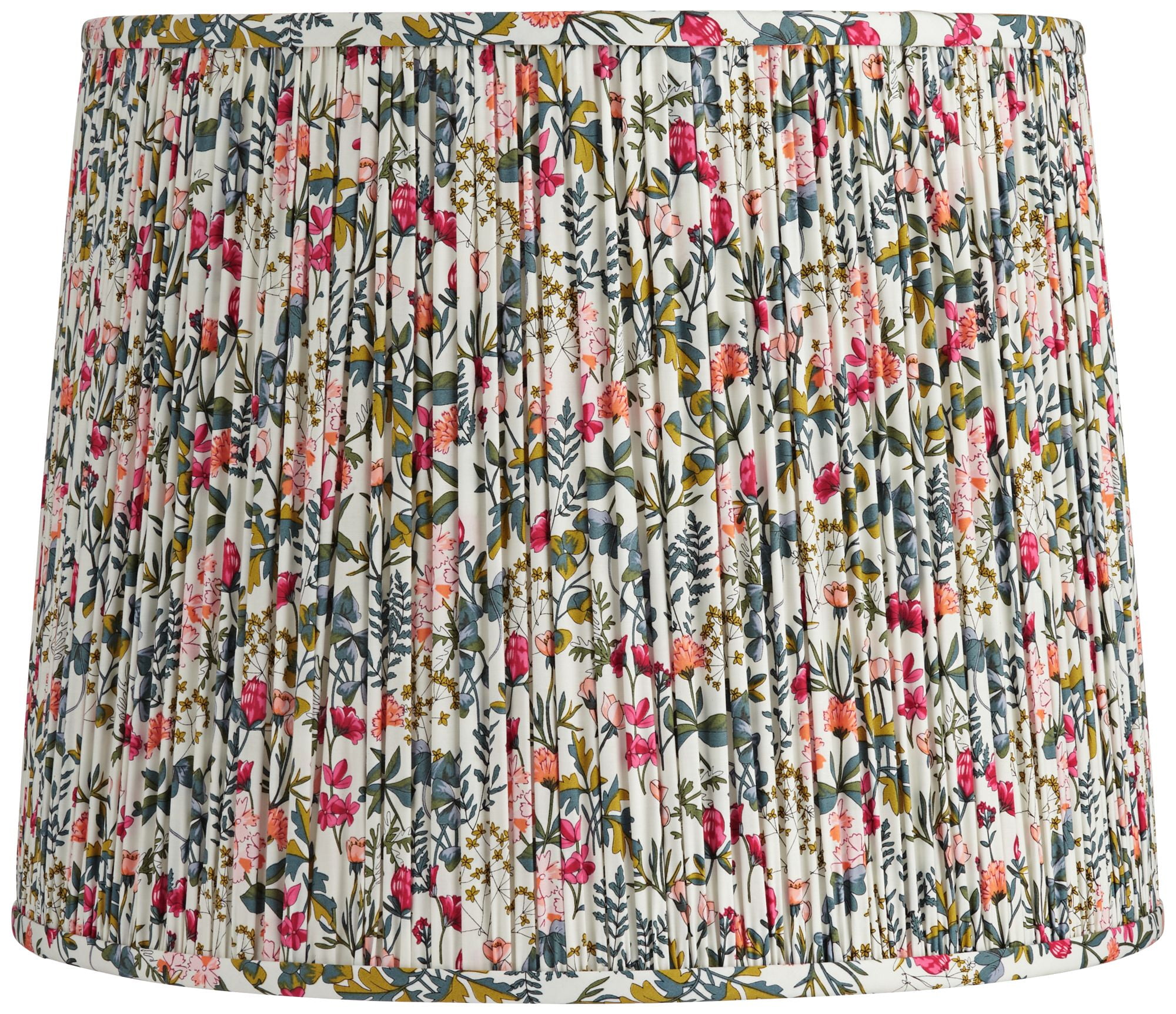 Springcrest Sally 13" Top x 15" Bottom x 12" High x 12" Slant Print Lamp Shade Replacement Meadow Pleated Floral Spider Harp Finial