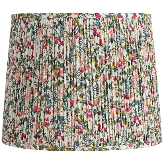 Springcrest Sally 13" Top x 15" Bottom x 12" High x 12" Slant Print Lamp Shade Replacement Meadow Pleated Floral Spider Harp Finial