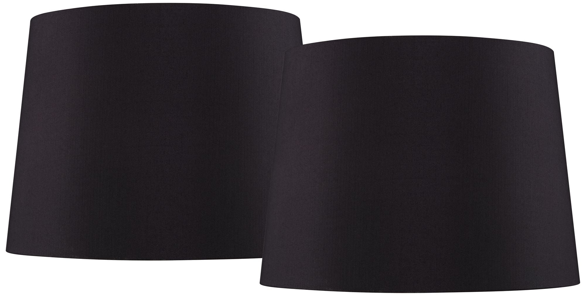 Springcrest Set of 2 Black Faux Silk Medium Drum Lamp Shades 11" Top x 13" Bottom x 9.5" Slant x 9.5" High (Spider)