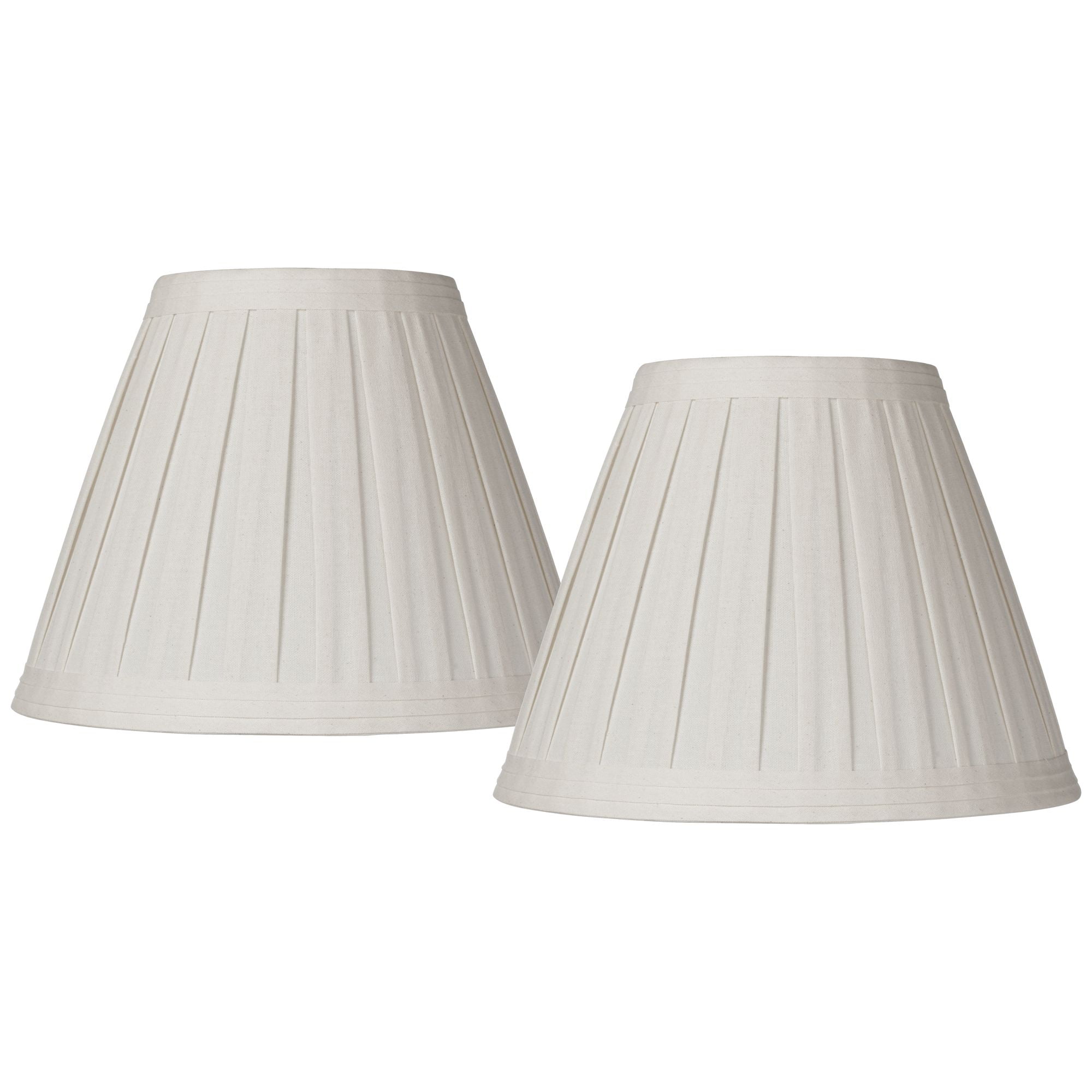 Springcrest Set of 2 Creme Linen Box Pleated Medium Drum Lamp Shades 7" Top x 14" Bottom x 11" High (Spider) Replacement with Harp and Finial