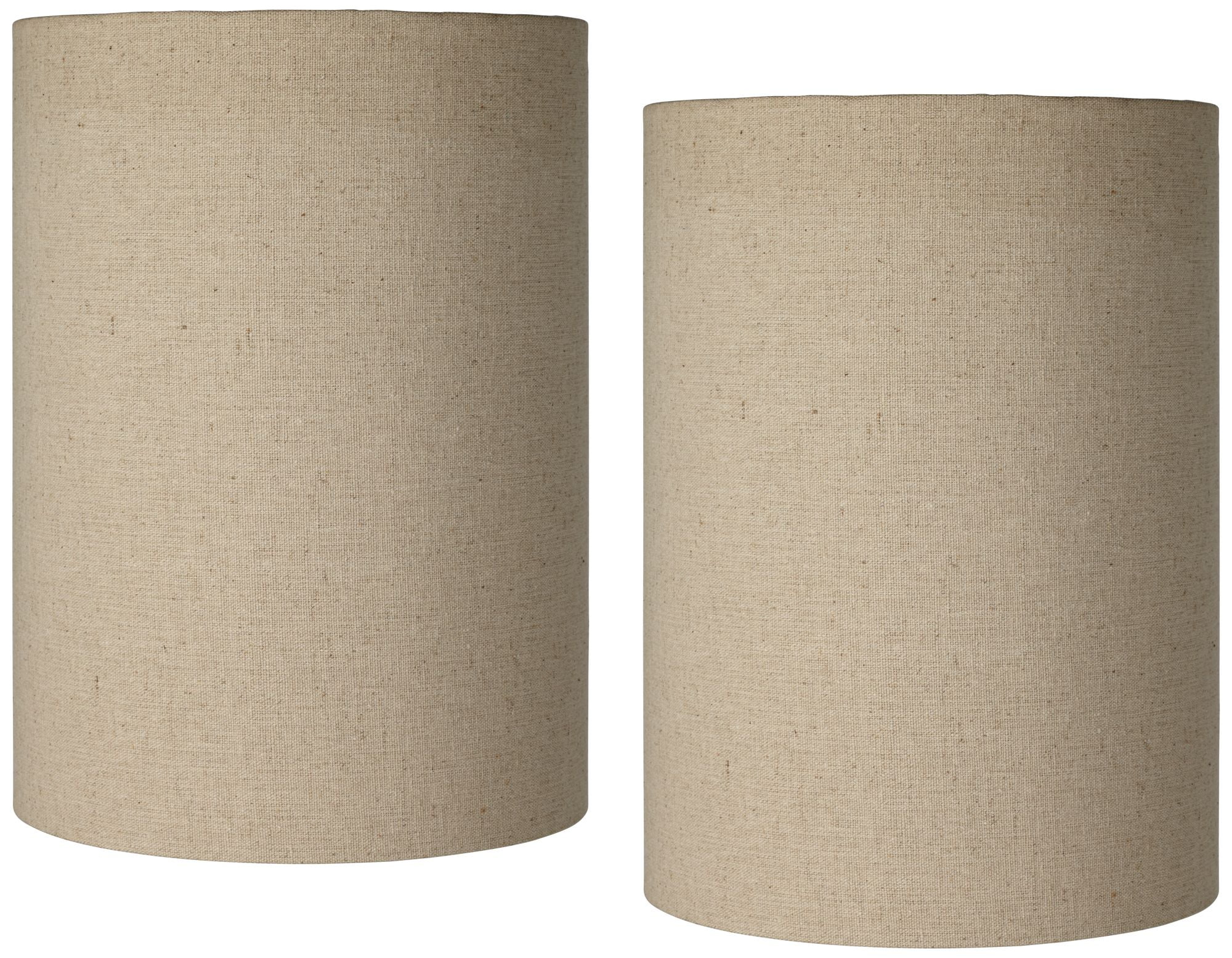 Springcrest Set of 2 Cylinder Lamp Shades Tan Small 8" Top x 8" Bottom x 11" High Spider with Replacement Harp and Finial Fitting