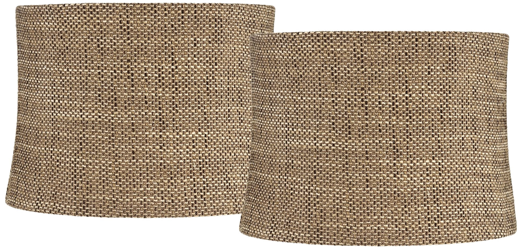 Springcrest Set of 2 Drum Lamp Shades Charcoal Brown Medium 13" Top x 14" Bottom x 10" High Spider Replacement Harp Finial Fitting