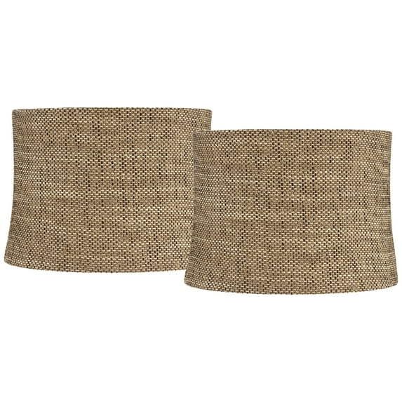 Springcrest Set of 2 Drum Lamp Shades Charcoal Brown Medium 13" Top x 14" Bottom x 10" High Spider Replacement Harp Finial Fitting