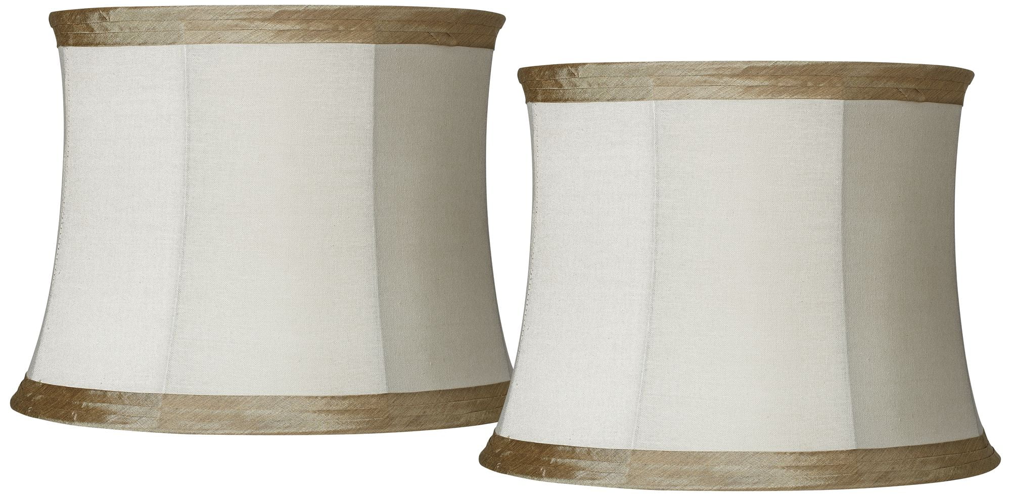 Springcrest Set of 2 Drum Lamp Shades Ivory Taupe Medium 14" Top x 16