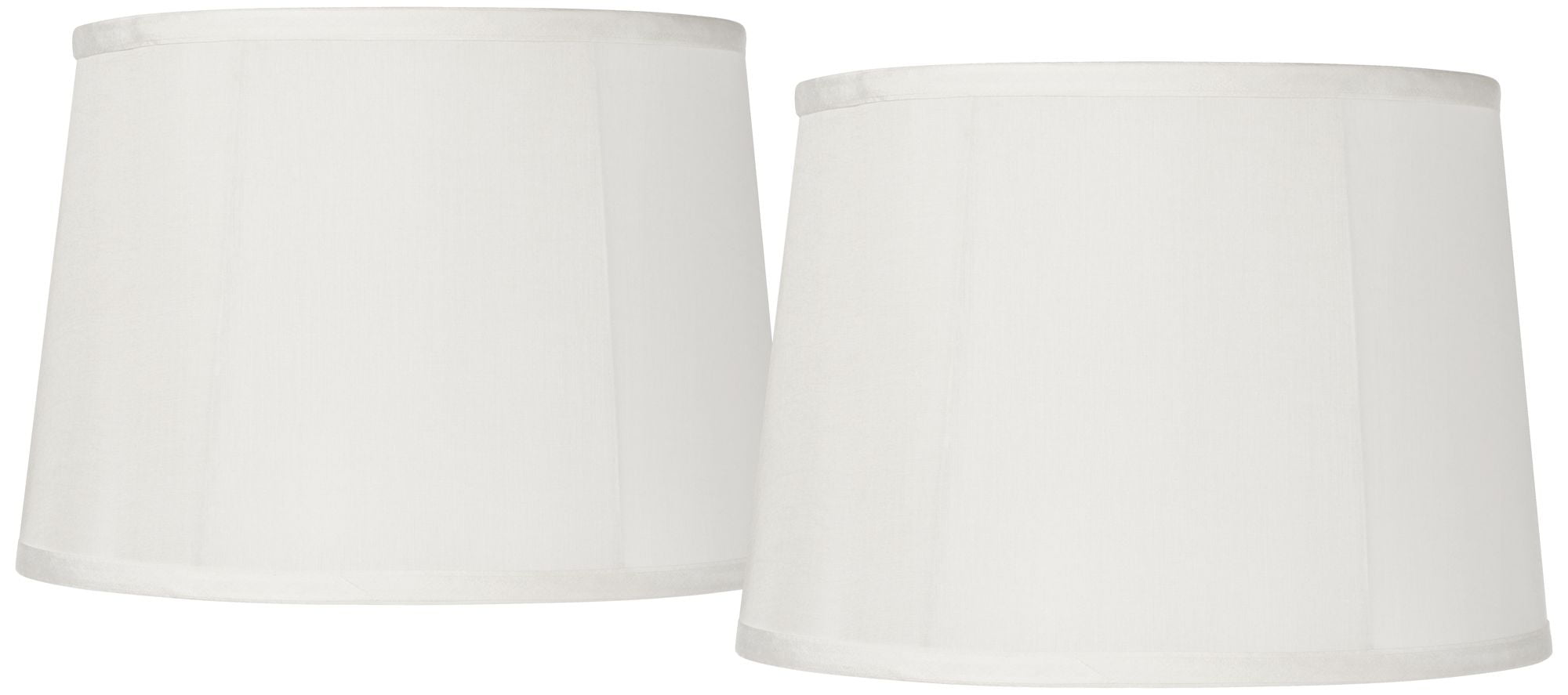 Springcrest Set of 2 Drum Lamp Shades Off-White Medium 12" Top x 14" Bottom x 10" Slant Spider Replacement Harp and Finial Fitting