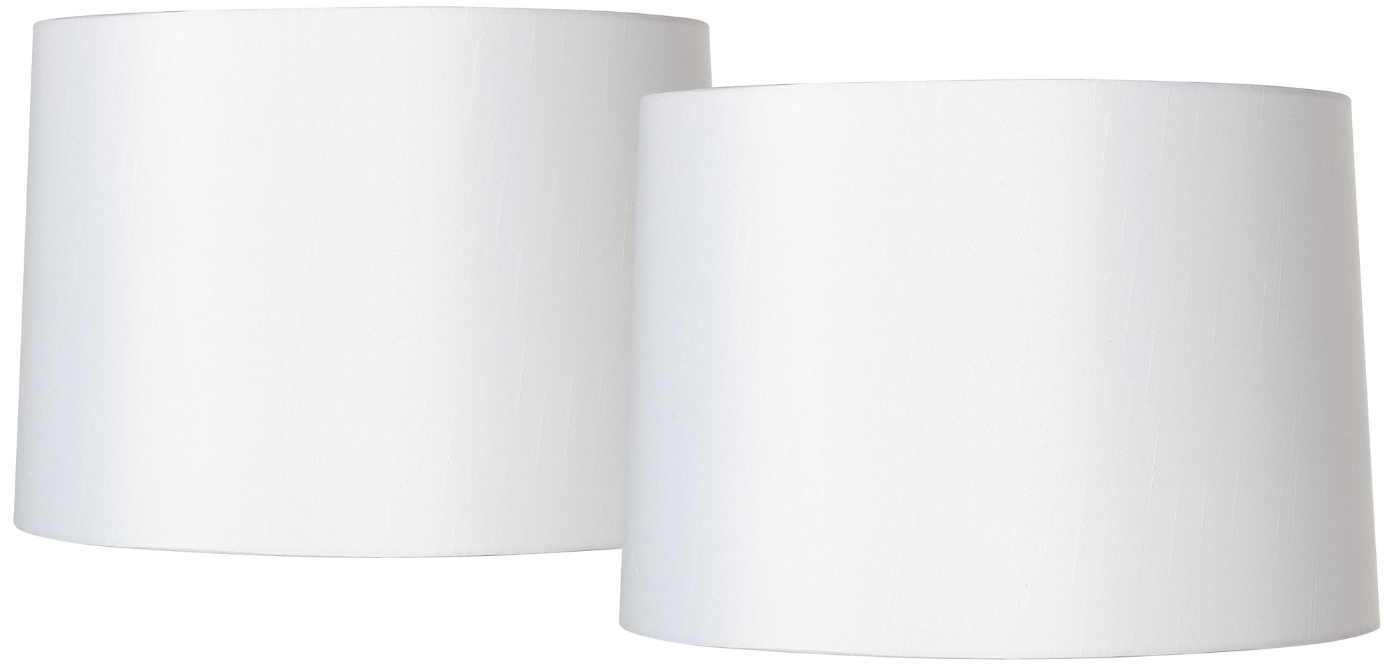 Springcrest Set of 2 Drum Lamp Shades White Medium 15" Top x 16" Bottom x 11" High Spider with Replacement Harp and Finial Fitting