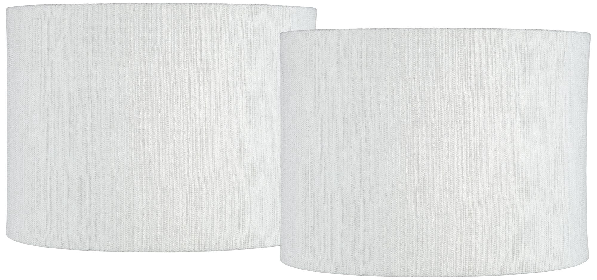 Springcrest Set of 2 Drum Lamp Shades White Weave Medium 15" Top x 15" Bottom x 11" High Spider Replacement Harp Finial Fitting
