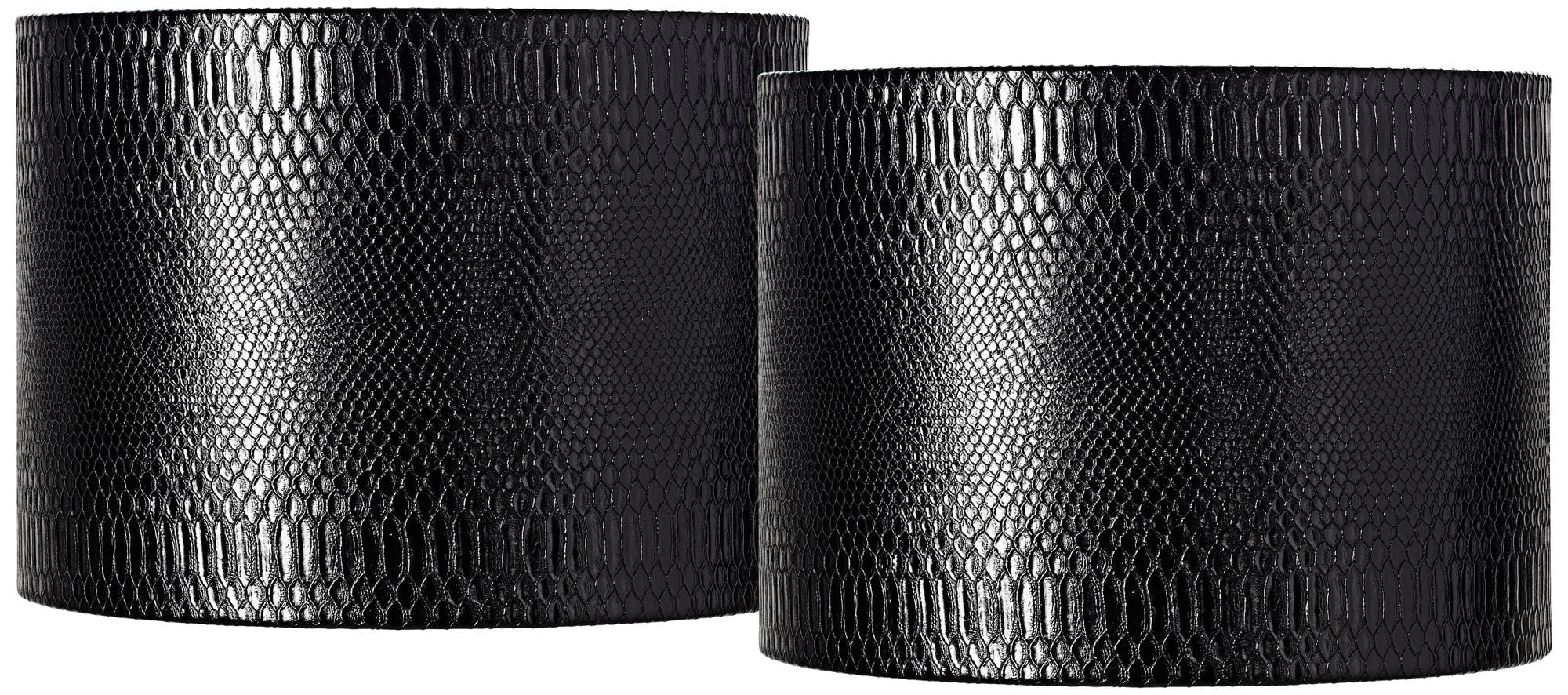Springcrest Set of 2 Drum Print Lamp Shades Black Medium 15" Top x 15" Bottom x 11" Slant Spider Replacement Harp Finial Fitting