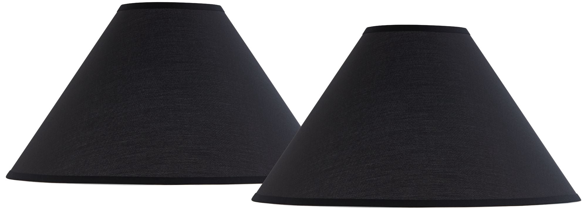 Springcrest Set of 2 Empire Lamp Shades Black Large 6" Top x 19" Bottom x 12" Slant Spider with Replacement Harp and Finial Fitting