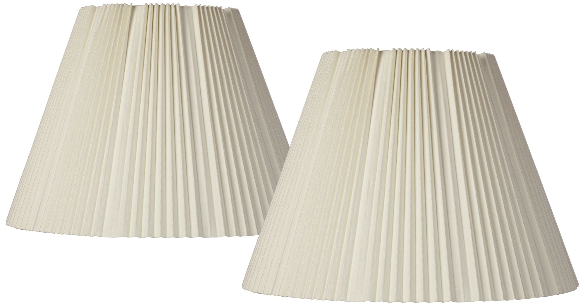 Set of 2 Eggshell White Polished Brass Empire Lamp Shades