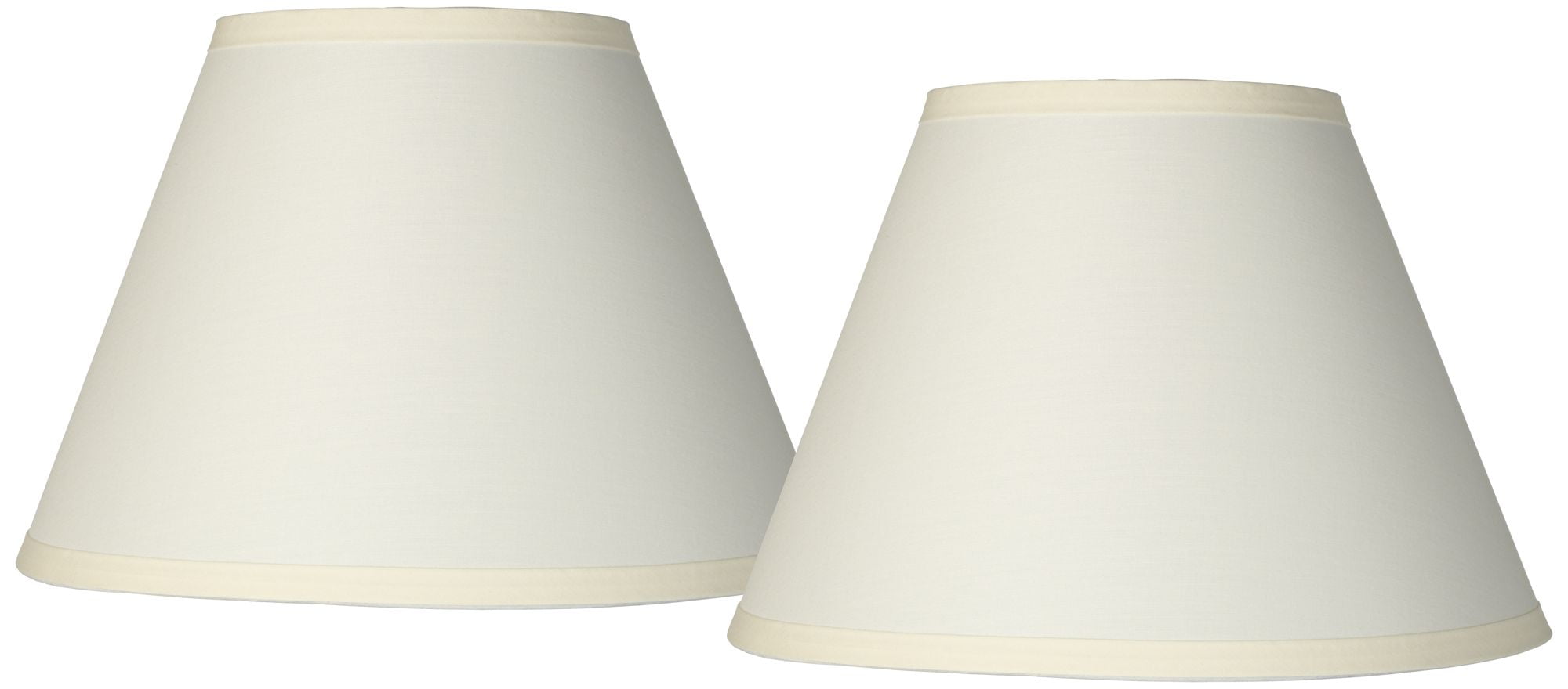 Springcrest Set of 2 Empire Lamp Shades Ivory White Small 6" Top x 12" Bottom x 8" High x 8.5" Slant Clip-On Harp Finial Fitting