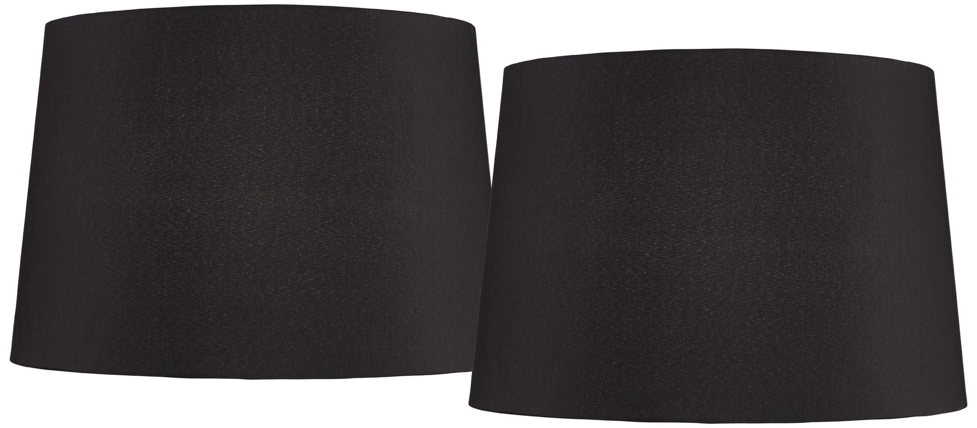 Springcrest Set of 2 Hardback Drum Lamp Shades Black Medium 13" Top x 15" Bottom x 10" High Spider Replacement Harp Finial Fitting