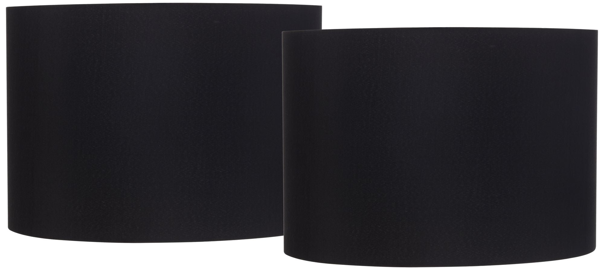 Springcrest Set of 2 Hardback Drum Lamp Shades Black Medium 16" Top x 16" Bottom x 11" High Spider Replacement Harp Finial Fitting