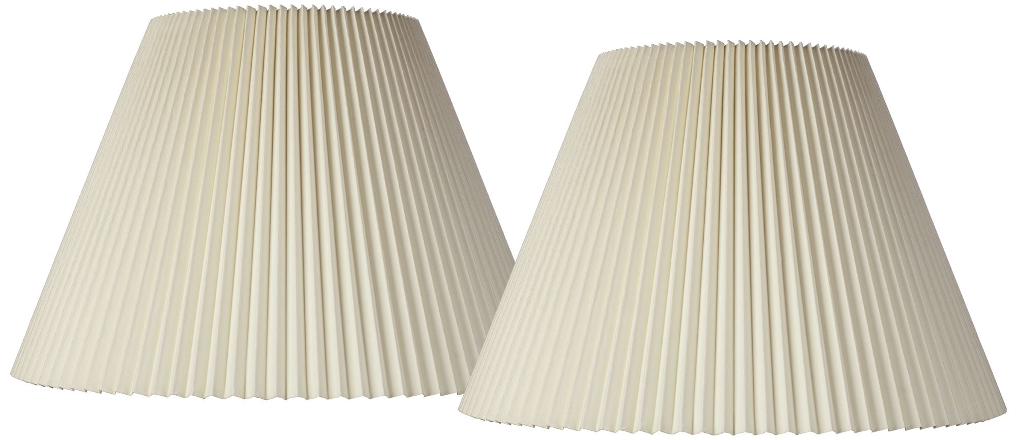 Springcrest Set of 2 Knife Pleat Empire Lamp Shades Beige Large 10.75" Top x 22" Bottom x 15.5" High Spider with Harp and Finial
