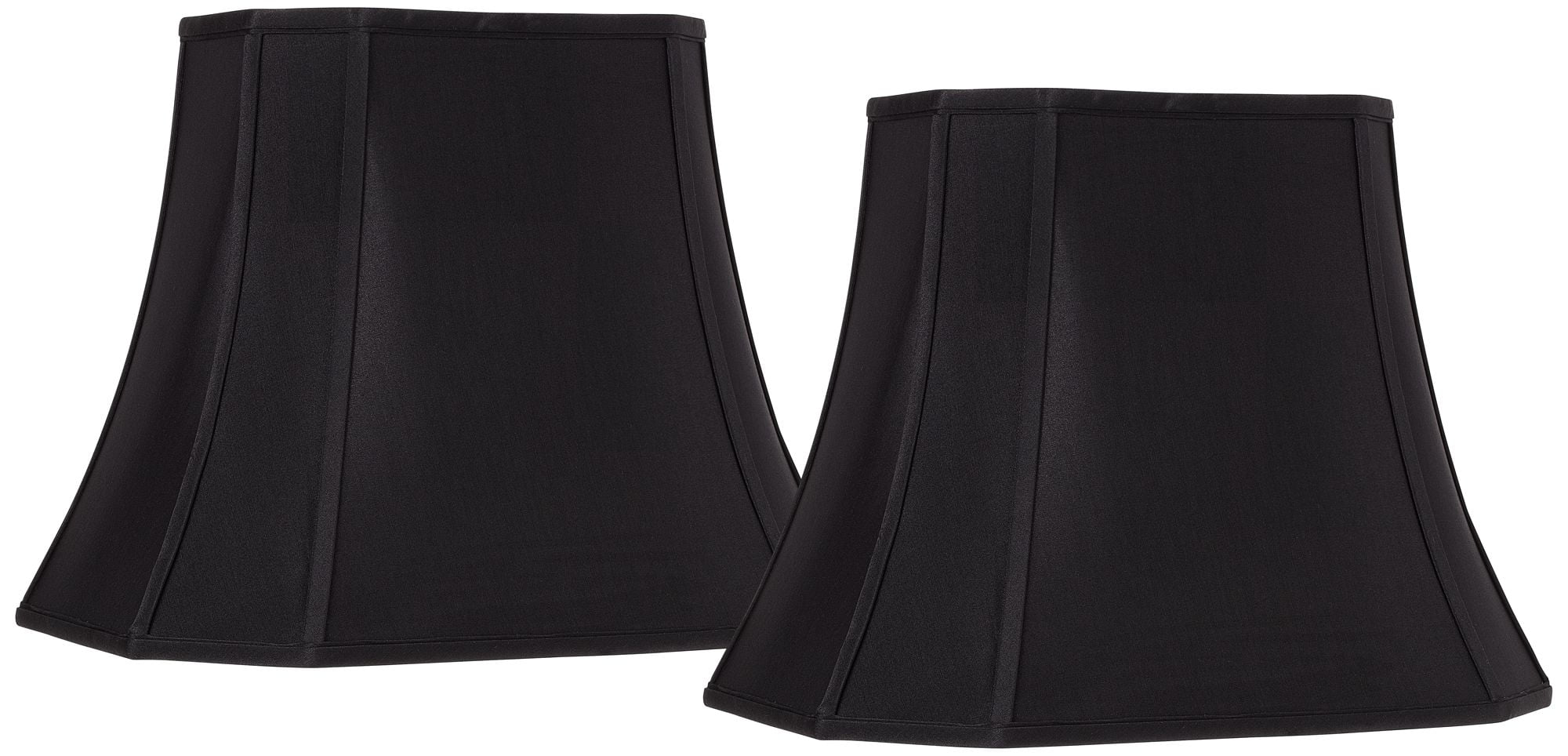 Springcrest Set of 2 Oblong Lamp Shades Black Medium 10" Wide x 7" Deep at Top 16" Wide x 12" Deep at Bottom 12.5" High Spider Harp Finial