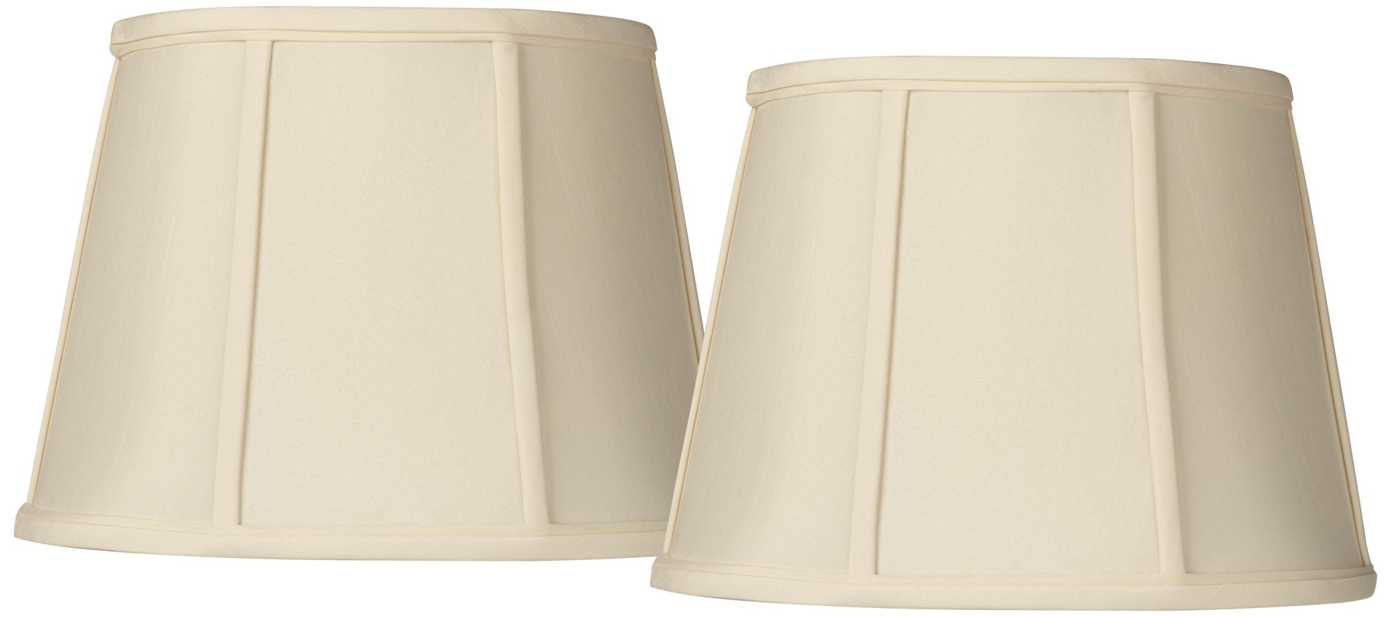 Springcrest Set of 2 Oval Lamp Shades Cream Small 9" Wide x 6.5" Deep at Top 12" Wide x 8" Deep at Bottom 9" High Spider Harp Finial