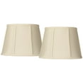 thumbnail image 1 of Springcrest Set of 2 Oval Lamp Shades Cream Small 9" Wide x 6.5" Deep at Top 12" Wide x 8" Deep at Bottom 9" High Spider Harp Finial, 1 of 6