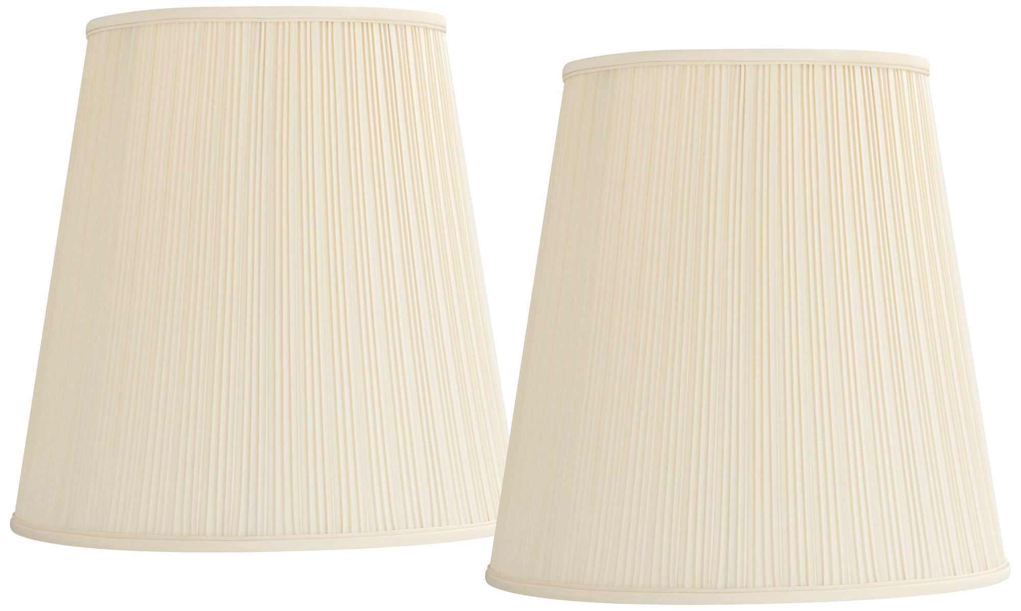 Springcrest Set of 2 Pleated Drum Lamp Shades Cream Large 12" Top x 18" Bottom x 18" High Spider with Replacement Harp and Finial