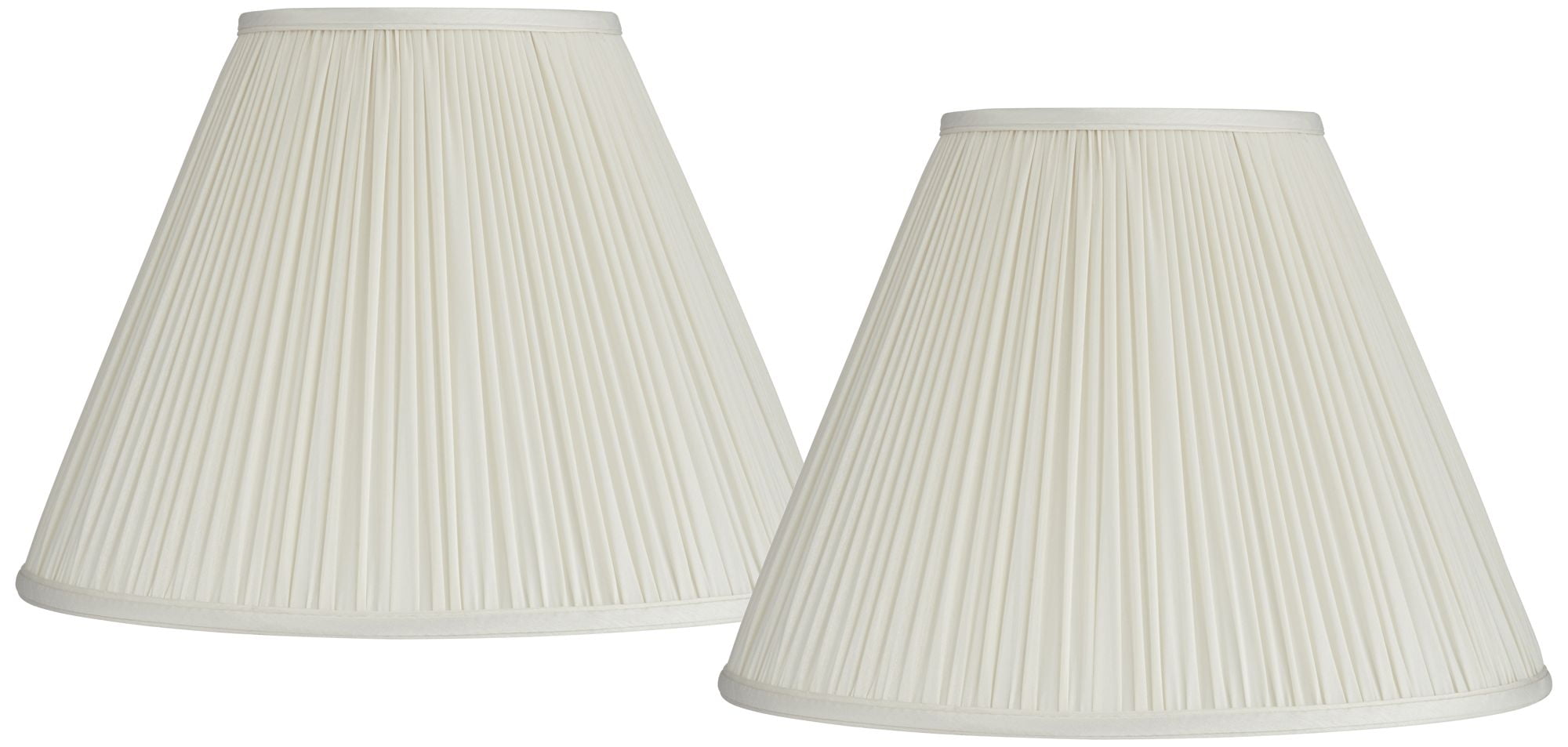 Springcrest Set of 2 Pleated Empire Lamp Shades Beige Medium 7" Top x 16" Bottom x 11.25" High Spider with Harp and Finial Fitting
