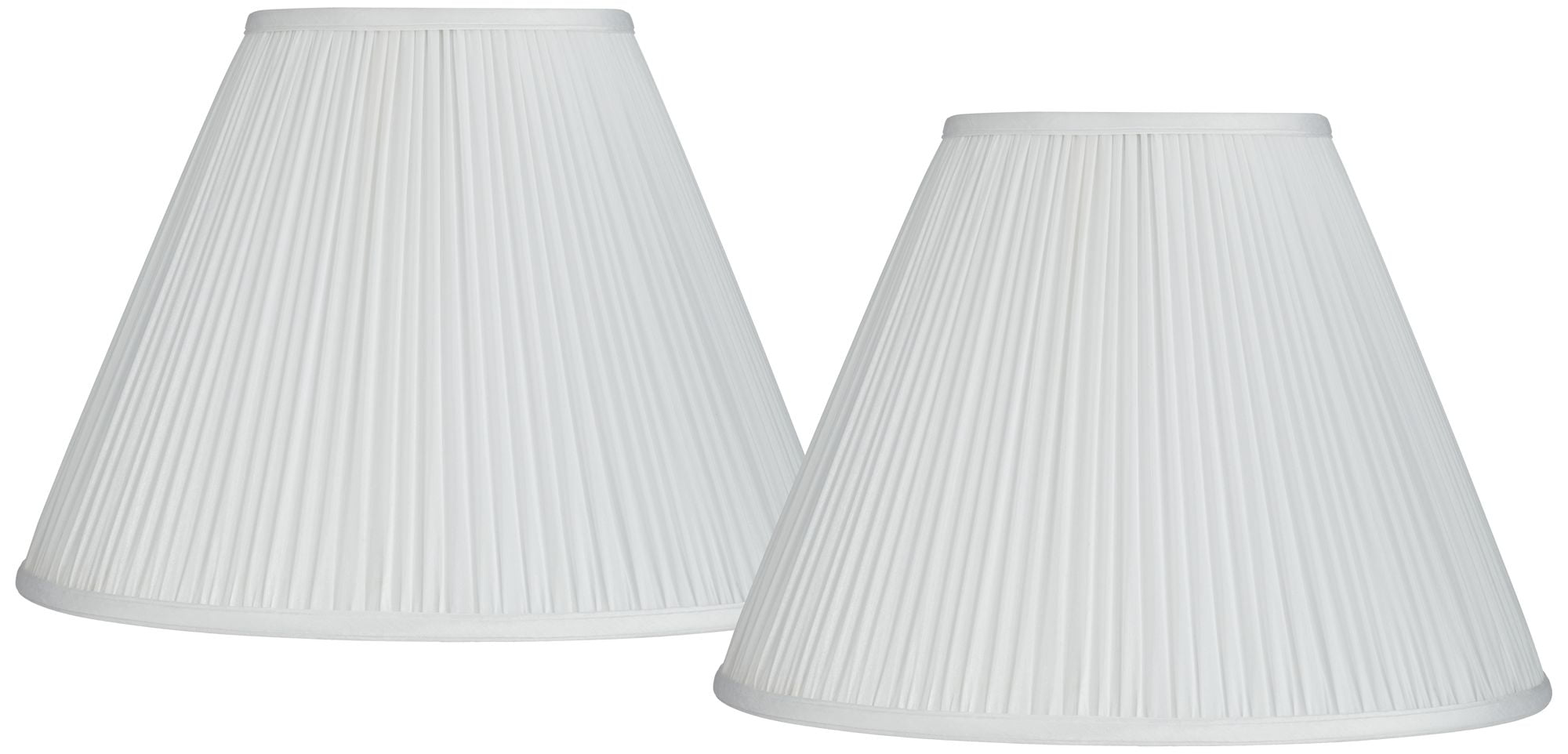 Springcrest Set of 2 Pleated Empire Lamp Shades White Medium 7" Top x 16" Bottom x 11.25" High Spider with Harp and Finial Fitting