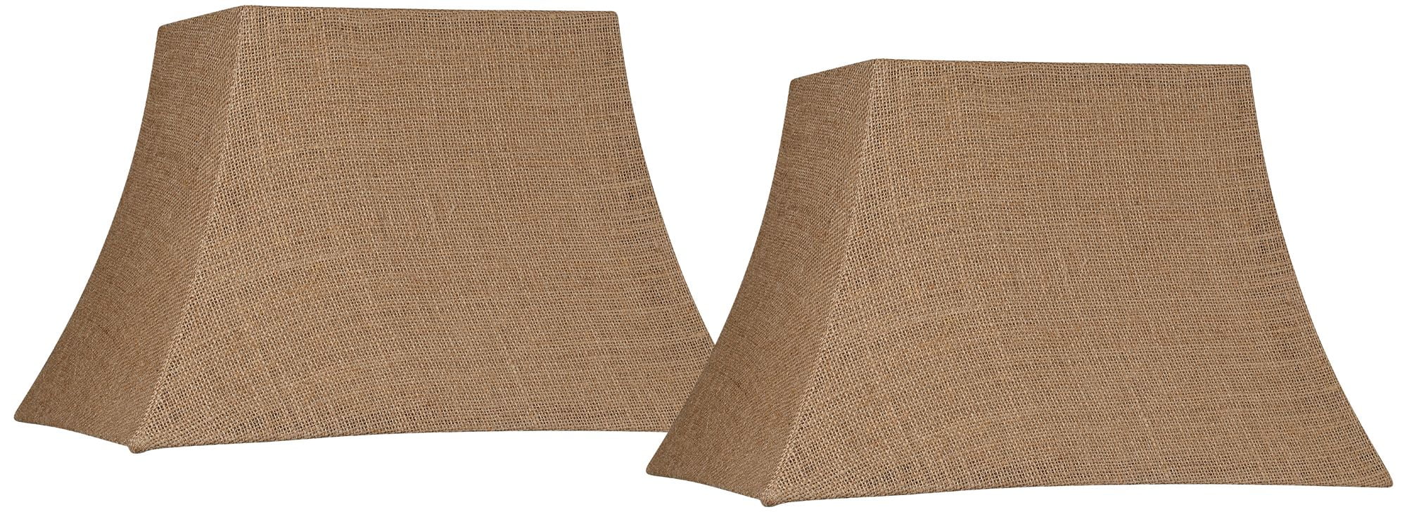 Set of 2 Natural Burlap Rectangular Lamp Shades with Chrome Finish
