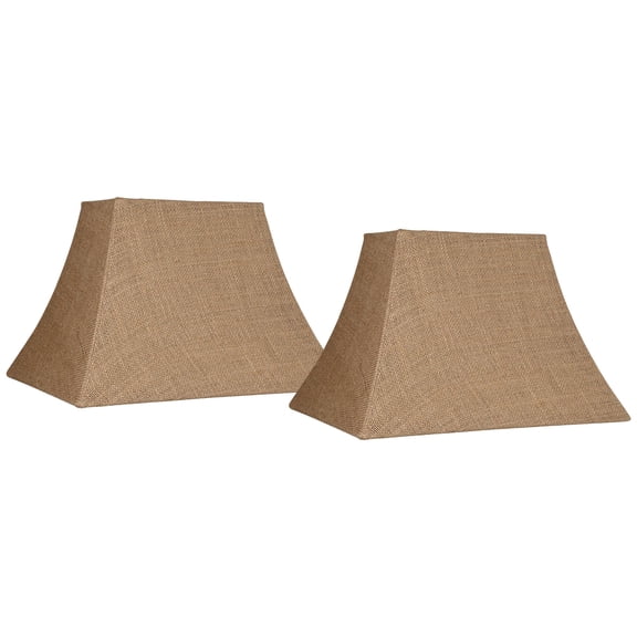 Springcrest Set of 2 Rectangular Lamp Shades Natural Medium 8" Wide x 5" Deep at Top 14" Wide x 11" Deep at Bottom 10" Slant Spider Harp Finial