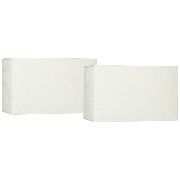 Springcrest Set of 2 Rectangular Lamp Shades Off-White Medium 16" Wide x 8" Deep x 10" High Spider Replacement Harp Finial Fitting