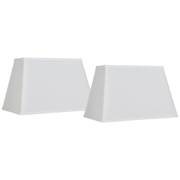 Springcrest Set of 2 Rectangular Lamp Shades White Large 14" Wide x 6" Deep at Top 18" Wide x 12" Deep at Bottom 12" High Spider Harp Finial