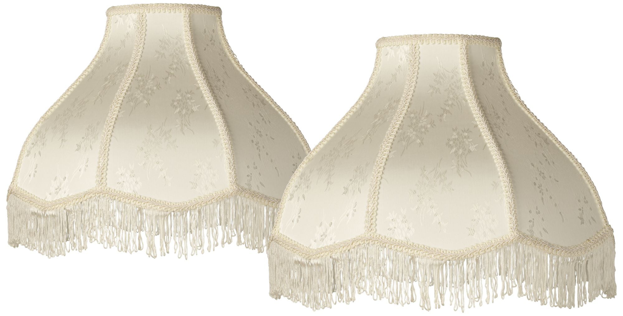 Springcrest Set of 2 Scallop Dome Lamp Shades Cream Large 6" Top x 17" Bottom x 11" High Spider Replacement Harp and Finial Fitting