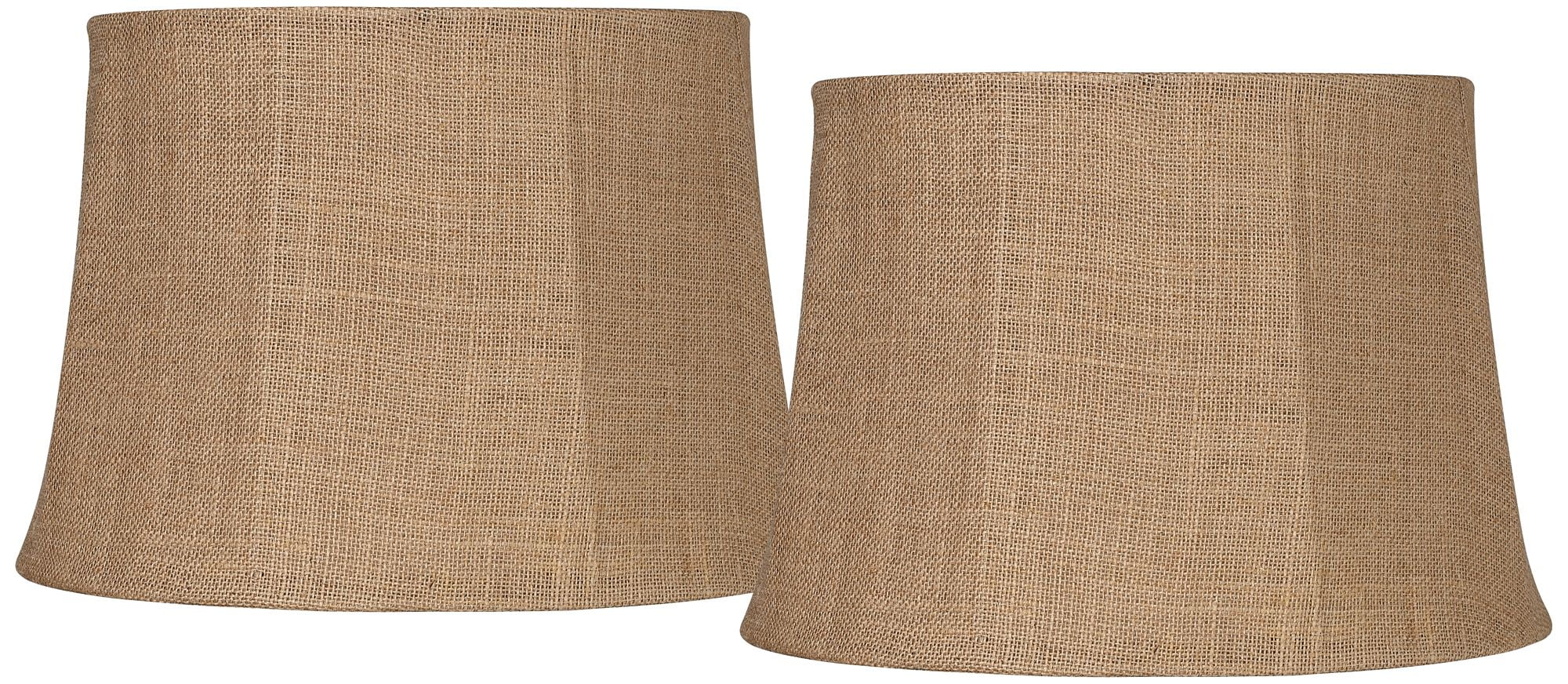 Springcrest Set of 2 Softback Drum Lamp Shades Natural Burlap Medium 13" Top x 16" Bottom x 11" Slant Spider Harp Finial Fitting
