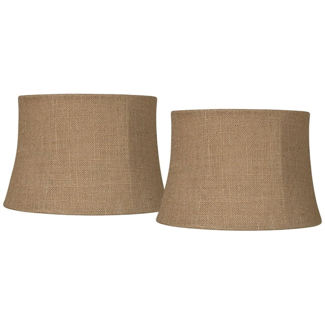 Springcrest Set of 2 Softback Drum Lamp Shades Natural Burlap Small 10" Top x 12" Bottom x 8