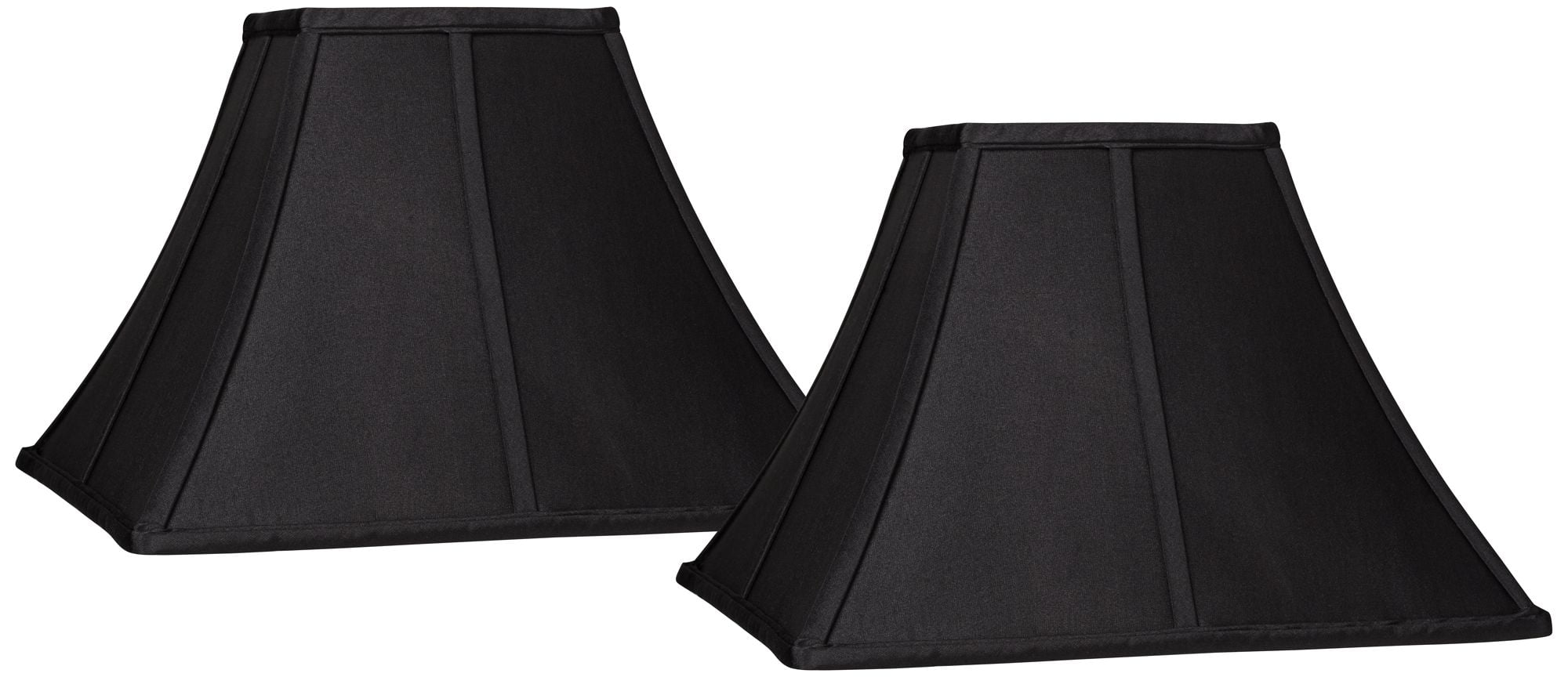Springcrest Set of 2 Square Lamp Shades Black Medium 6" Top x 14" Bottom x 9.5" High Spider Replacement Harp and Finial Fitting