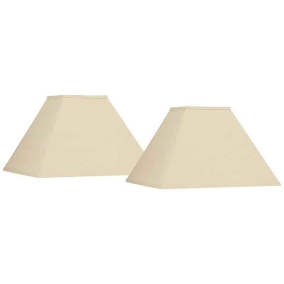 Springcrest Set of 2 Square Lamp Shades Neutral Beige Medium 6" Top x 16" Bottom x 10" High Spider Replacement Harp Finial Fitting