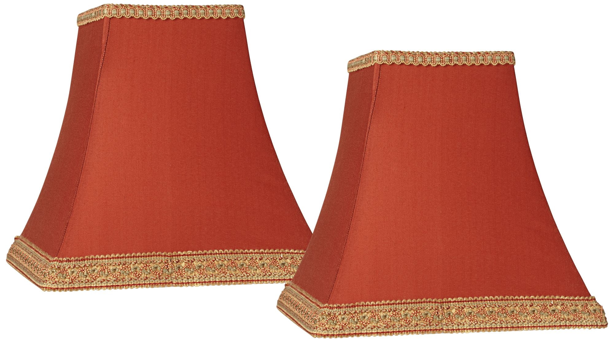 Springcrest Set of 2 Square Lamp Shades Rust Small 5" Top x 9" Bottom x 10" High Spider with Replacement Harp and Finial Fitting