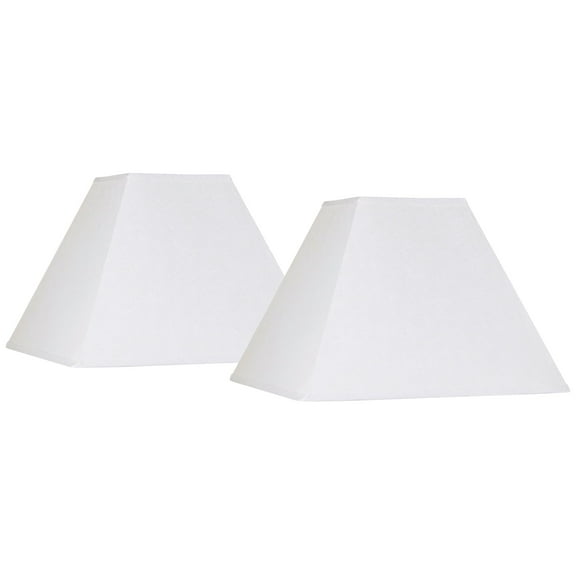 Springcrest Set of 2 Square Lamp Shades White Large 7" Top x 17" Bottom x 13" Slant Spider with Replacement Harp and Finial Fitting