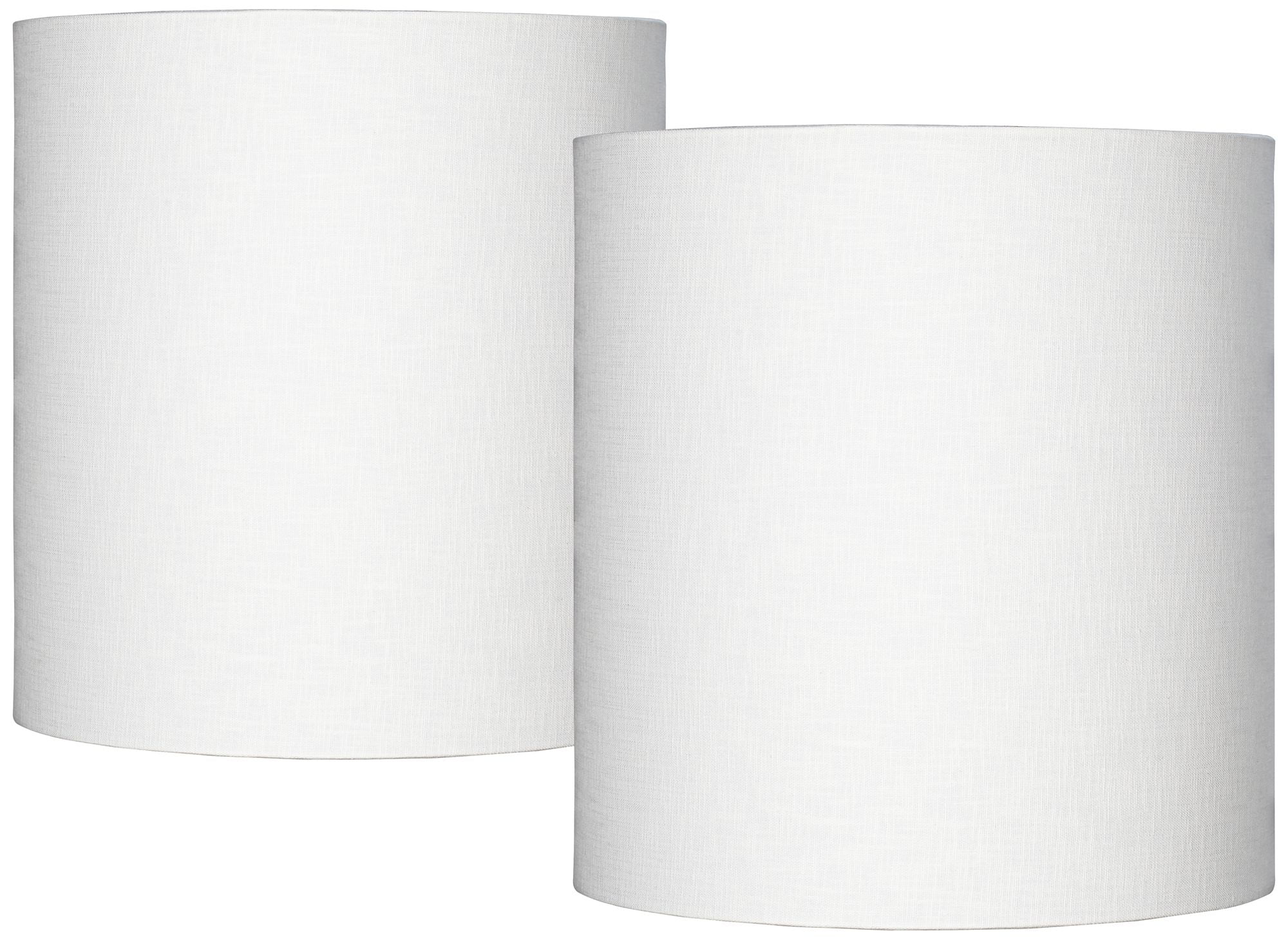 Springcrest Set of 2 Tall Drum Lamp Shades White Medium 14" Top x 14" Bottom x 15" High Spider Replacement Harp and Finial Fitting