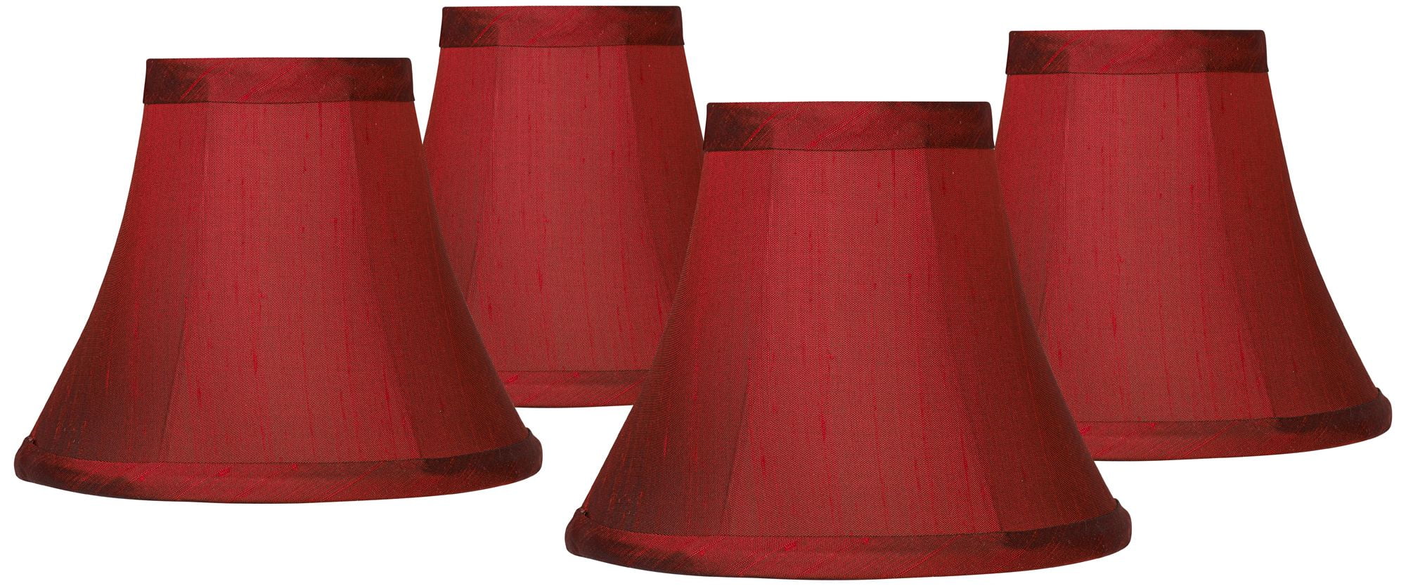 Set of 4 Deep Red Faux Silk Bell Lamp Shades
